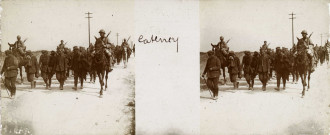 Catenoy.- Colonne de prisonniers allemands encadrée par des soldats français à cheval