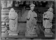 Eglise de Frémontiers : détail de trois statues en bois de saints