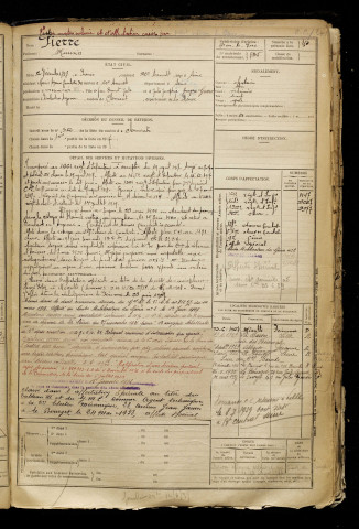 Pierre, Maurice, né le 02 décembre 1898 à Paris 20e Arrondissement (Paris), classe 1918, matricule n° 835, Bureau de recrutement de Péronne