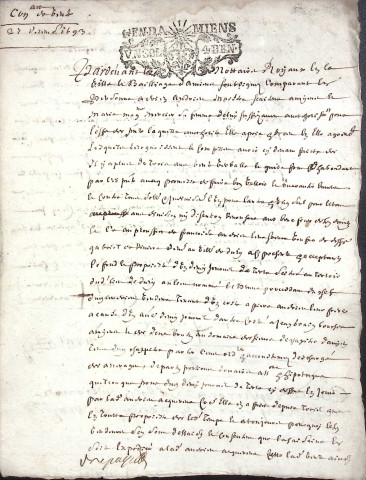 Etude de Me Jean Duval à Amiens (étude n°8). Minutes de l'année 1693