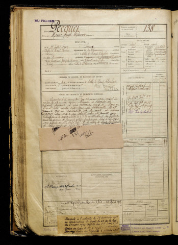 Pecquet, Henri Joseph Alphonse, né le 17 juillet 1900 à Long (Somme), classe 1920, matricule n° 138, Bureau de recrutement d'Abbeville