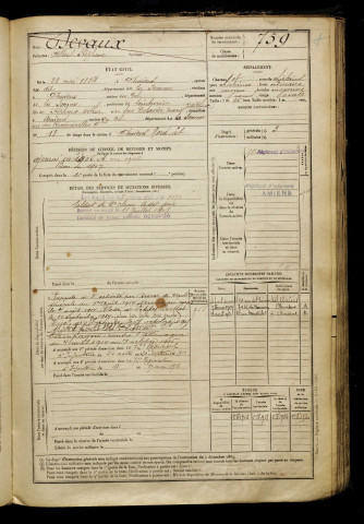 Devaux, Albert Stéphane, né le 22 mai 1884 à Amiens (Somme), classe 1904, matricule n° 759, Bureau de recrutement d'Amiens