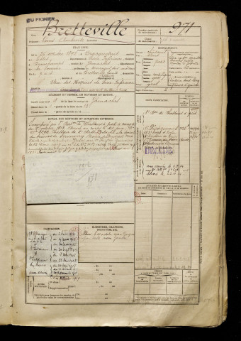 Bretteville, Louis Ambroise, né le 26 octobre 1892 à Bracquetuit (Seine-Maritime), classe 1912, matricule n° 971, Bureau de recrutement d'Abbeville