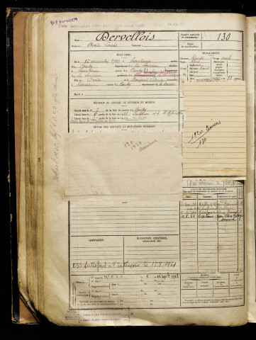 Dervellois, Ovide Louis, né le 15 novembre 1900 à Essertaux (Somme), classe 1920, matricule n° 130, Bureau de recrutement d'Amiens