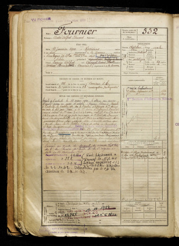 Fournier, André Alfred Edouard, né le 11 janvier 1900 à Rosières-en-Santerre (Somme), classe 1920, matricule n° 552, Bureau de recrutement d'Amiens