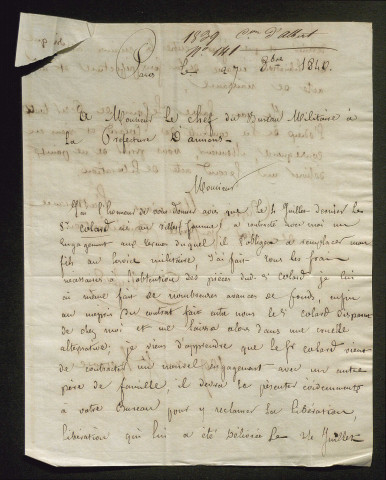 Tirage au sort (arrondissement de Péronne) de l'année 1839