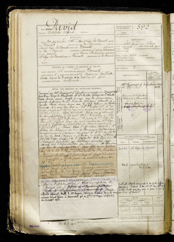David, Adolphe Alfred, né le 30 septembre 1896 à Saint-Léger-lès-Domart (Somme), classe 1916, matricule n° 592, Bureau de recrutement d'Abbeville
