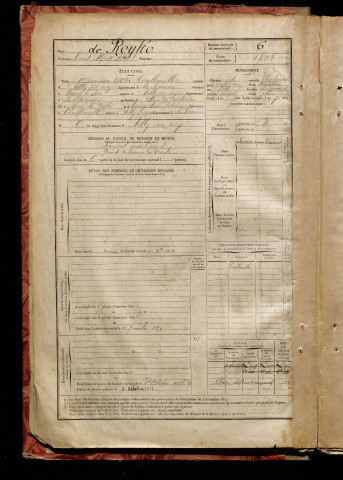 De Reyhe, Louis Alfred Albert, né le 15 janvier 1862 à Coullemelle (Somme), classe 1893, matricule n° 6, Bureau de recrutement de Péronne