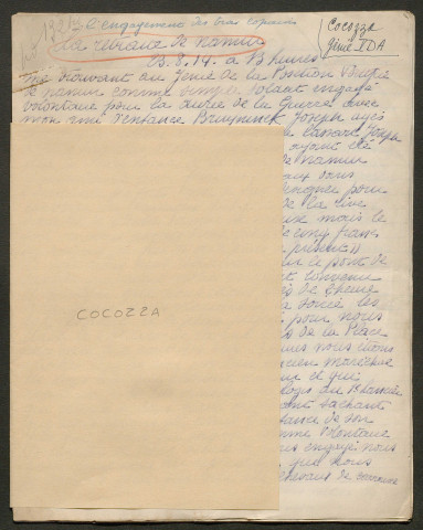 Témoignage de Cocozza et correspondance avec Jacques Péricard