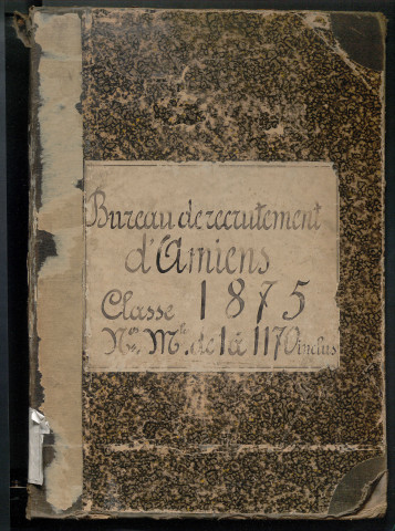 Amiens : liste des matricules n° 1 à 1170 de la classe 1875