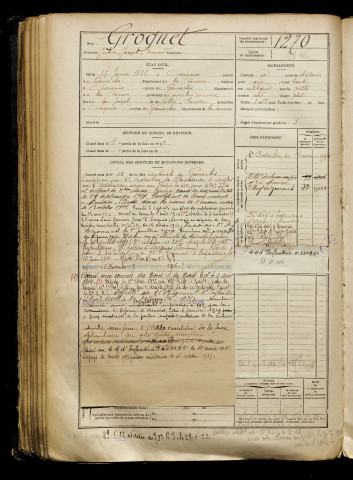 Grognet, Julien Joseph Fernand, né le 27 janvier 1888 à Dargnies (Somme), classe 1908, matricule n° 1270, Bureau de recrutement d'Abbeville
