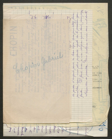 Témoignage de Chopin, Gabriel et correspondance avec Jacques Péricard