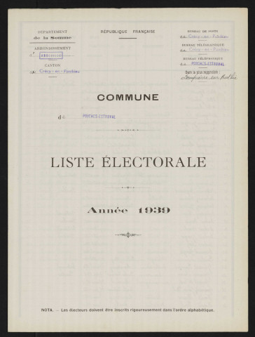Liste électorale : Ponches-Estruval