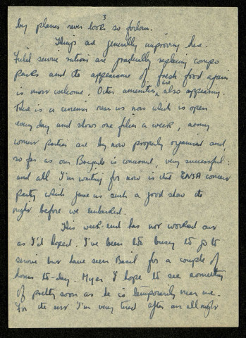 B/393/120 L.A.A. Regt (Light Anti-Aircraft Artillery Regiment), B.L.A. (British Liberation Army), 29 July 44 : lettre de Raymond Goldwater à son frère Stan