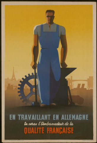 Affiche. En travaillant en Allemagne tu seras l'ambassadeur de la qualité française