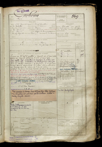 Corbeau, René, né le 12 janvier 1900 à Vendhuile (Aisne), classe 1920, matricule n° 849, Bureau de recrutement de Péronne