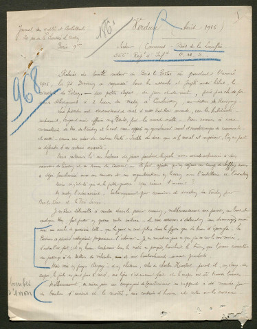 Témoignage de Girard, Georges et correspondance avec Jacques Péricard