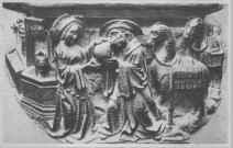 Les stalles de la cathédrale d'Amiens (XVIè siècle) n° 7 - Miséricordes - Rebecca donne à boire à Eliezer