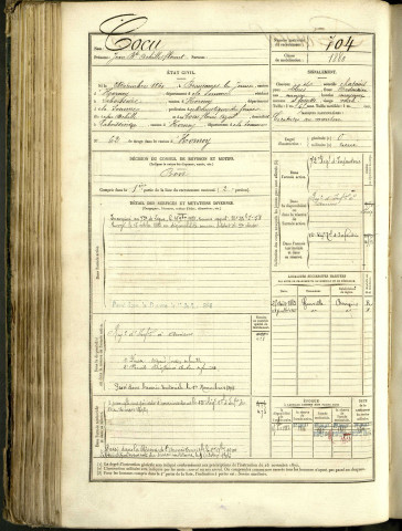 Cocu, Jean Baptiste Achille Florent, né le 2 décembre 1860 à Beaucamps-le-Jeune (Somme, France), classe 1880, matricule n° 704, Bureau de recrutement d'Amiens