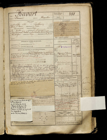 Havart, Clément, né le 23 octobre 1889 à Grandfresnoy (Oise), classe 1909, matricule n° 355, Bureau de recrutement de Péronne