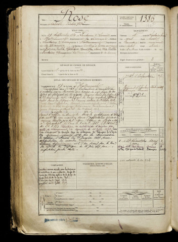 Rose, Achille Victor Elisé, né le 23 septembre 1889 à Fontaine-sur-Somme (Somme), classe 1909, matricule n° 1386, Bureau de recrutement d'Abbeville