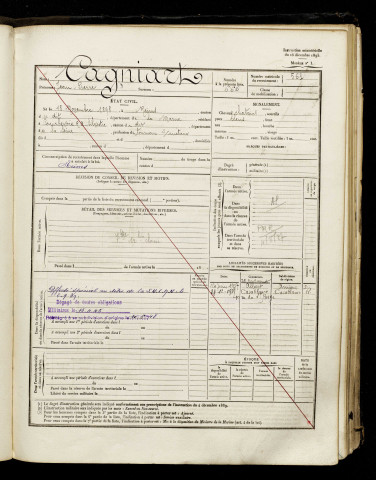 Cagniart, Jean Pierre, né le 18 novembre 1898 à Reims (Marne), classe 1918, matricule n° 561, Bureau de recrutement d'Amiens