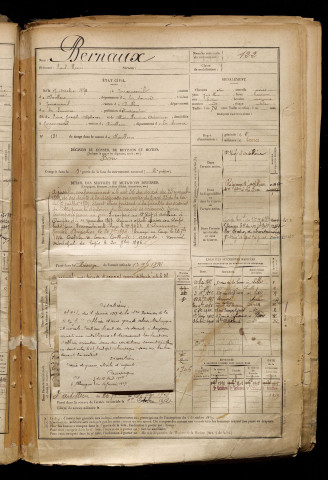 Bernaux, Paul Henri, né le 17 octobre 1872 à Terramesnil (Somme), classe 1892, matricule n° 122, Bureau de recrutement d'Abbeville