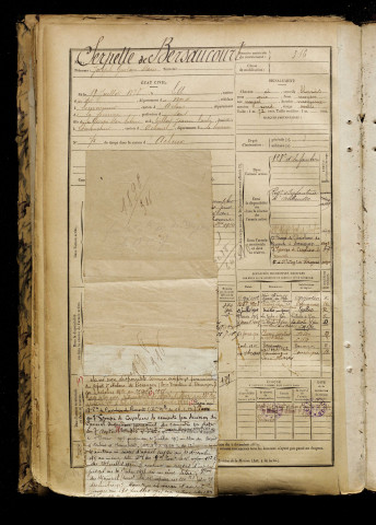 Serpette de Bersaucourt, Joseph Gustave Marie, né le 18 juillet 1878 à Lille (Nord), classe 1898, matricule n° 316, Bureau de recrutement d'Abbeville