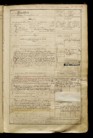 Massin, Henri François Jules, né le 19 novembre 1883 à Escaudoeuvres (Nord), classe 1903, matricule n° 147, Bureau de recrutement de Péronne