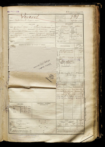 Viard, André Emile Auguste, né le 14 avril 1901 à Villers-Bretonneux (Somme), classe 1921, matricule n° 787, Bureau de recrutement d'Amiens