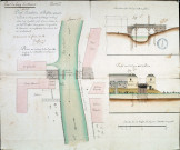 Plan, élévation et profils actuels du pont en charpente du village de Long, levés les 25 juillet 1757 et jours suivants par le sieur Dufour, sous-ingénieur des ponts et chaussées, en conséquence des ordres de M. l'Intendant