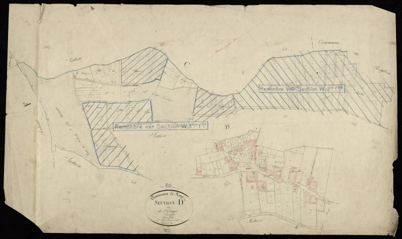 Plan du cadastre napoléonien - Roye : Saint-Georges, D1 et partie développée de D1
