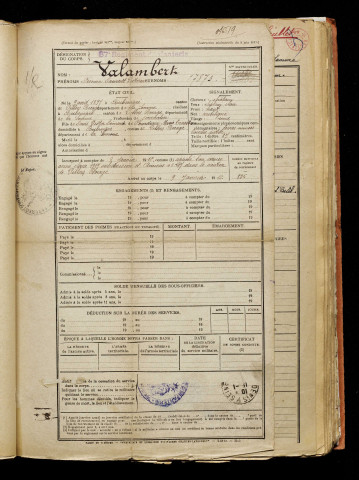 Valambert, Firmin Laurent Victorin, né le 09 août 1897 à Rubempré (Somme), classe 1917, matricule n° 325, Bureau de recrutement d'Amiens