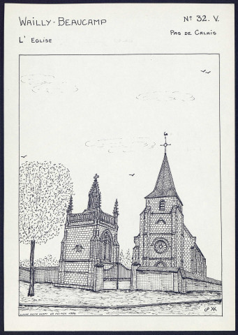 Wailly-Beaucamp ( Pas-de-Calais) : l'église - (Reproduction interdite sans autorisation - © Claude Piette)