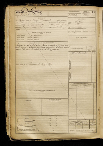 Dehapiot, François René Aimable, né le 29 mars 1899 à Conty (Somme), classe 1918, matricule n° 421, Bureau de recrutement de Péronne