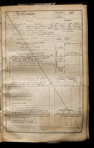 Béthermin, Anselme Bruno, né le 05 novembre 1872 à Ronssoy (Somme), classe 1892, matricule n° 749, Bureau de recrutement de Péronne