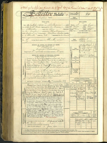 Belette, Alphonse Eugène, né le 13 juillet 1864 à Saint-Riquier (Somme, France), classe 1884, matricule n° 420, Bureau de recrutement d'Abbeville