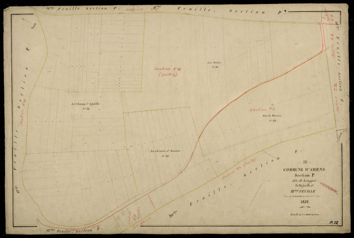 Plan du cadastre napoléonien - Amiens : Longpré, P12