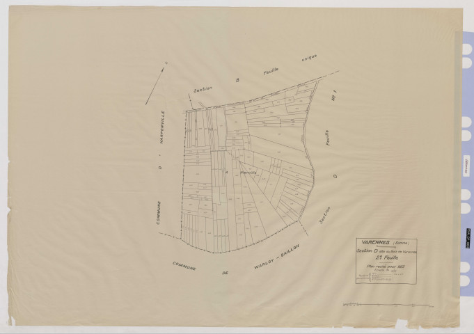 Plan du cadastre rénové - Varennes : section D2