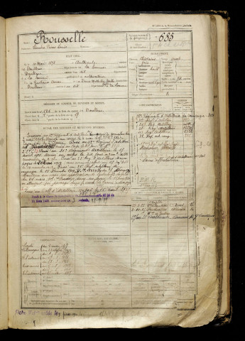 Rousselle, Léandre Pierre Louis, né le 10 mai 1898 à Authieule (Somme), classe 1918, matricule n° 685, Bureau de recrutement d'Abbeville