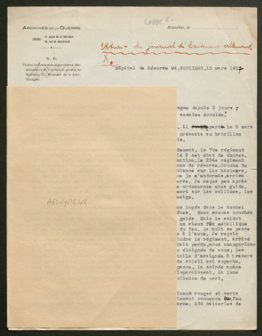 Témoignage de Anonyme 48 (Villemand ?) et correspondance avec Jacques Péricard