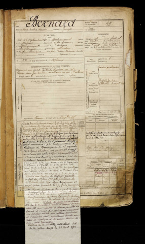 Bernard, Alcide Cornélius Clodomir, né le 16 septembre 1881 à Bertrancourt (Somme), classe 1901, matricule n° 49, Bureau de recrutement d'Abbeville