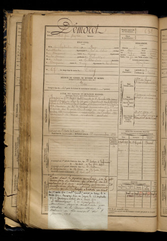 Démoret, Alfred Jean Baptiste, né le 06 septembre 1869 à Raye-sur-Authie (Pas-de-Calais), classe 1889, matricule n° 632, Bureau de recrutement d'Abbeville