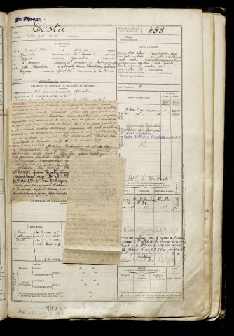 Testu, Fulbert Jules Désiré, né le 16 avril 1896 à Dargnies (Somme), classe 1916, matricule n° 433, Bureau de recrutement d'Abbeville