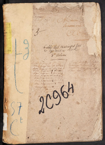 Tables des contrats de mariage du bureau de Conty pour la période 1784-1810