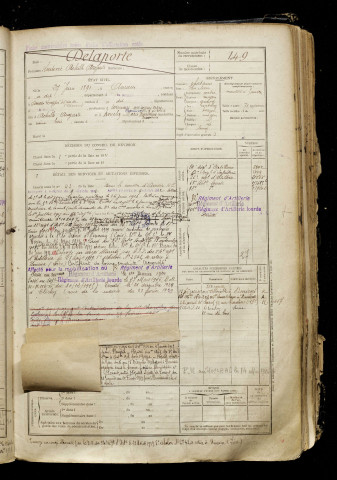 Delaporte, Ludovic Achille Auguste, né le 27 juin 1891 à Amiens (Somme), classe 1911, matricule n° 149, Bureau de recrutement d'Amiens