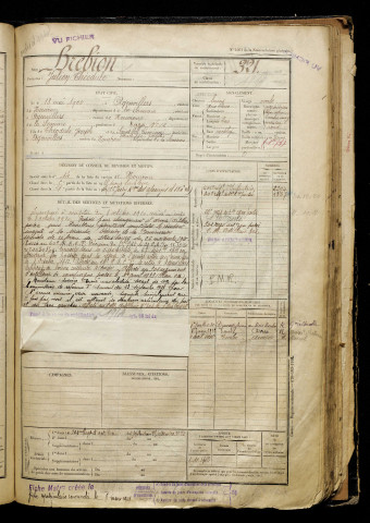 Brebion, Julien Théodule, né le 18 mai 1900 à Agenvillers (Somme), classe 1920, matricule n° 321, Bureau de recrutement d'Abbeville