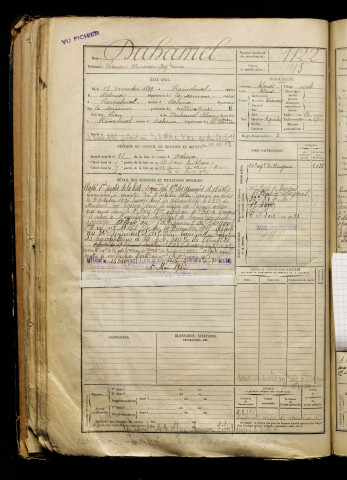 Duhamel, Léonce Narcisse Auguste, né le 17 décembre 1899 à Raincheval (Somme), classe 1919, matricule n° 1122, Bureau de recrutement d'Abbeville
