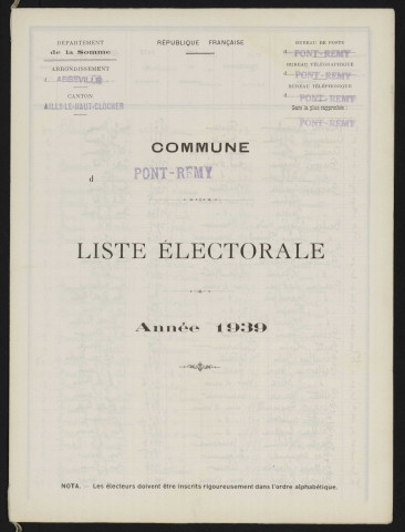 Liste électorale : Pont-Remy
