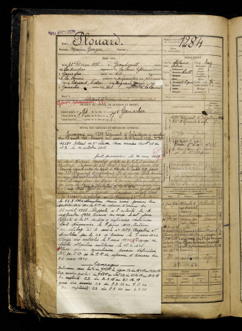 Plouard, Marius Georges, né le 22 février 1898 à Grandcourt (Seine-Maritime), classe 1918, matricule n° 1284, Bureau de recrutement d'Abbeville
